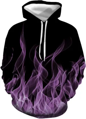 3D Flame Print Hoodies for Men Women Long Sleeves Casual Shirt Hooded Pullover Loose Tops with Pockets