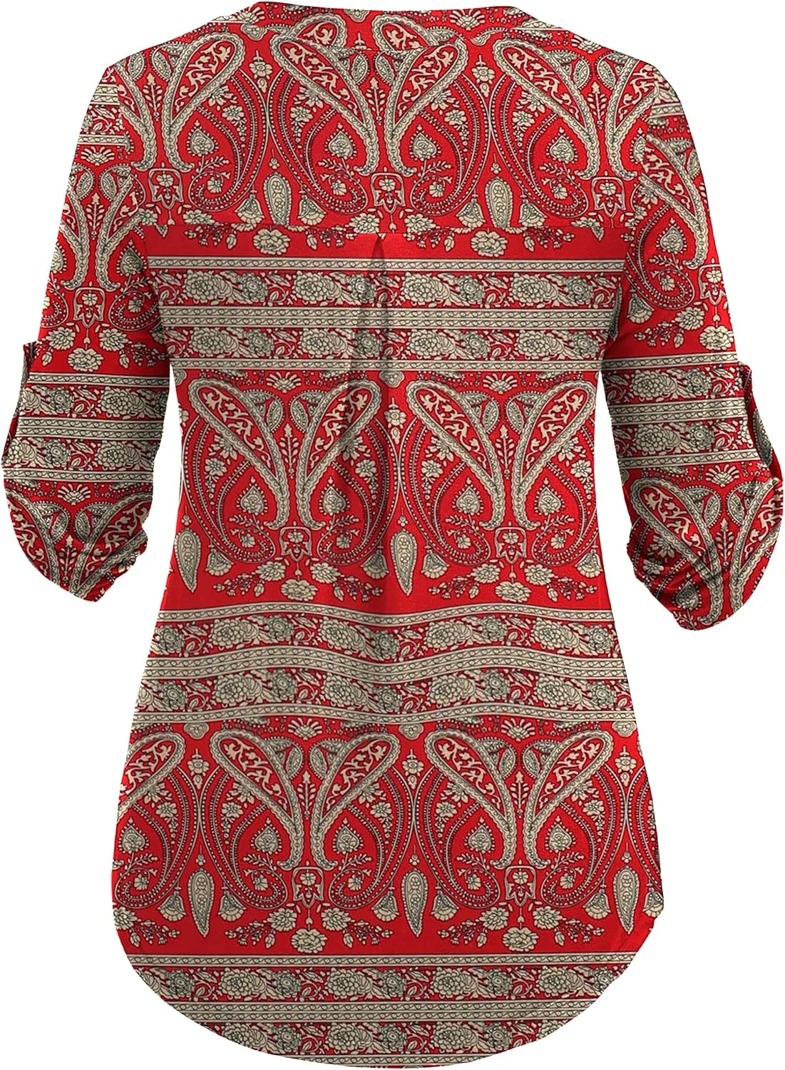 a.Jesdani Women's Plus Size Tops 3/4 Roll Sleeve Shirts V Neck Blouses Tunic Top