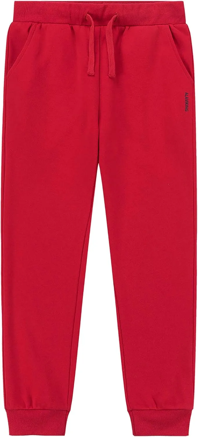 ALAVIKING Kids Soft Brushed Fleece Jogger Sweatpants Drawstring Elastic Waist Athletic Pants for Boys or Girls 3-12 Years