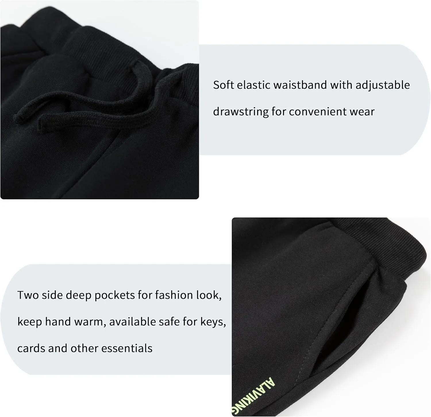 ALAVIKING Kids Soft Brushed Fleece Jogger Sweatpants Drawstring Elastic Waist Athletic Pants for Boys or Girls 3-12 Years