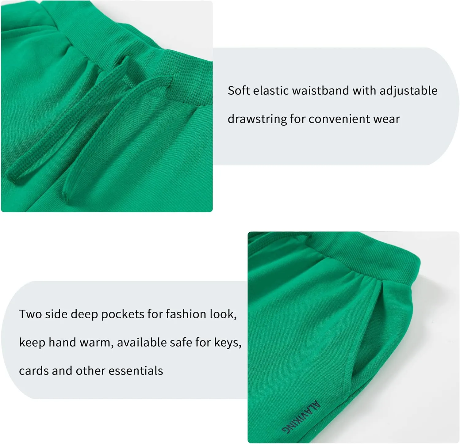 ALAVIKING Kids Soft Brushed Fleece Jogger Sweatpants Drawstring Elastic Waist Athletic Pants for Boys or Girls 3-12 Years