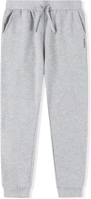 ALAVIKING Kids Soft Brushed Fleece Jogger Sweatpants Drawstring Elastic Waist Athletic Pants for Boys or Girls 3-12 Years