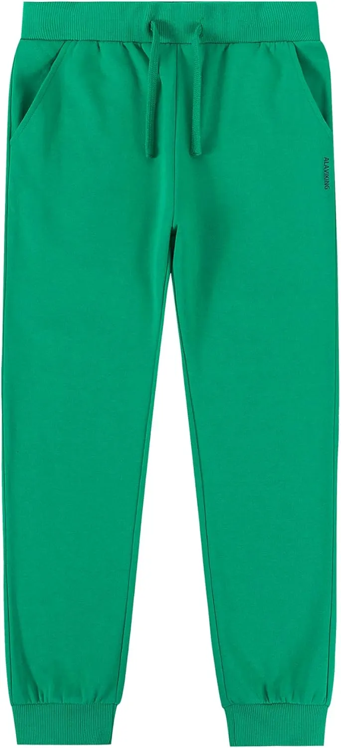 ALAVIKING Kids Soft Brushed Fleece Jogger Sweatpants Drawstring Elastic Waist Athletic Pants for Boys or Girls 3-12 Years