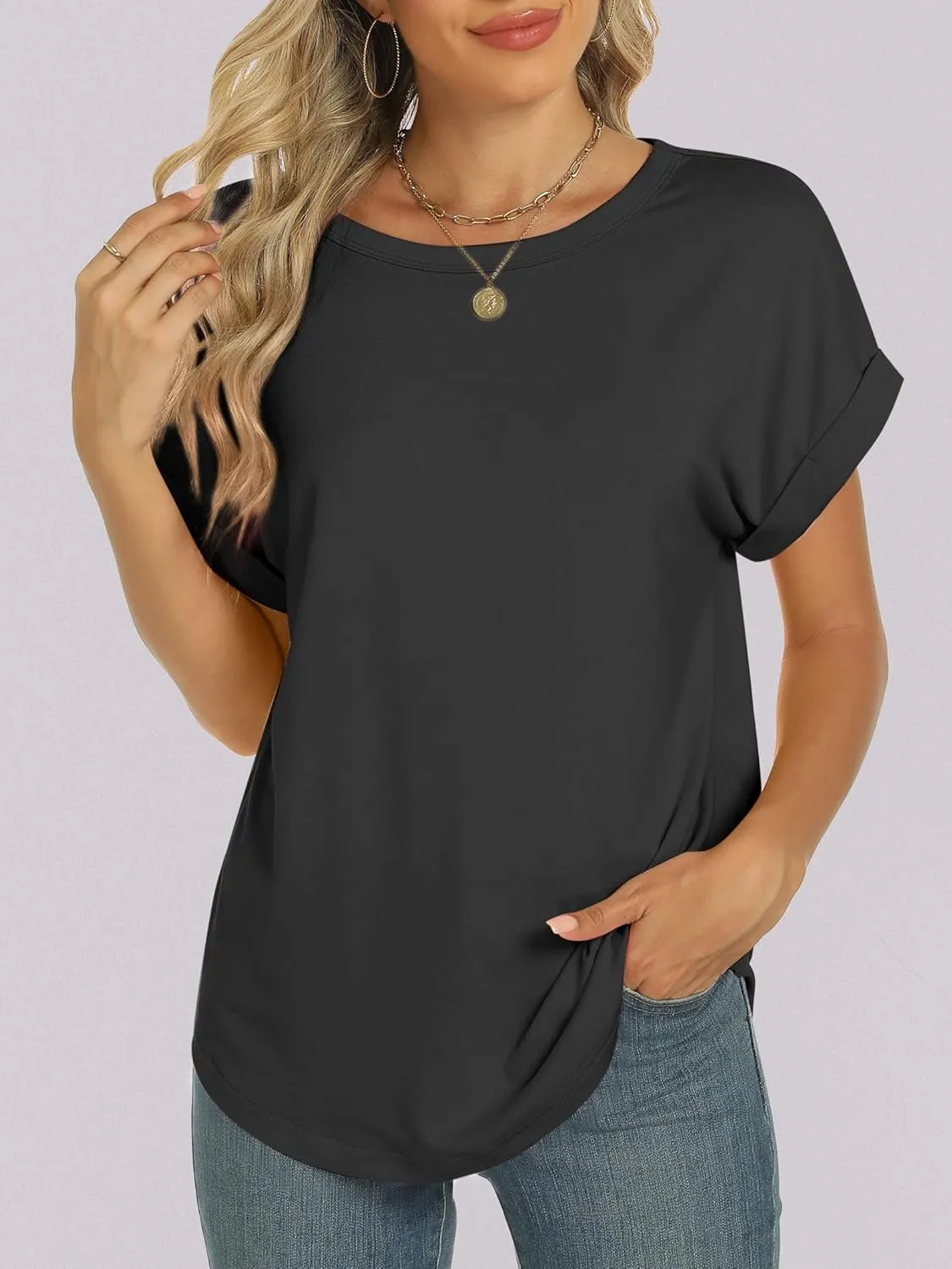ANRABESS Womens Oversized Tops Summer Short Sleeve T Shirts Basic Solid Boxy Tee Casual Workout Going Out Outfits 2025 Spring
