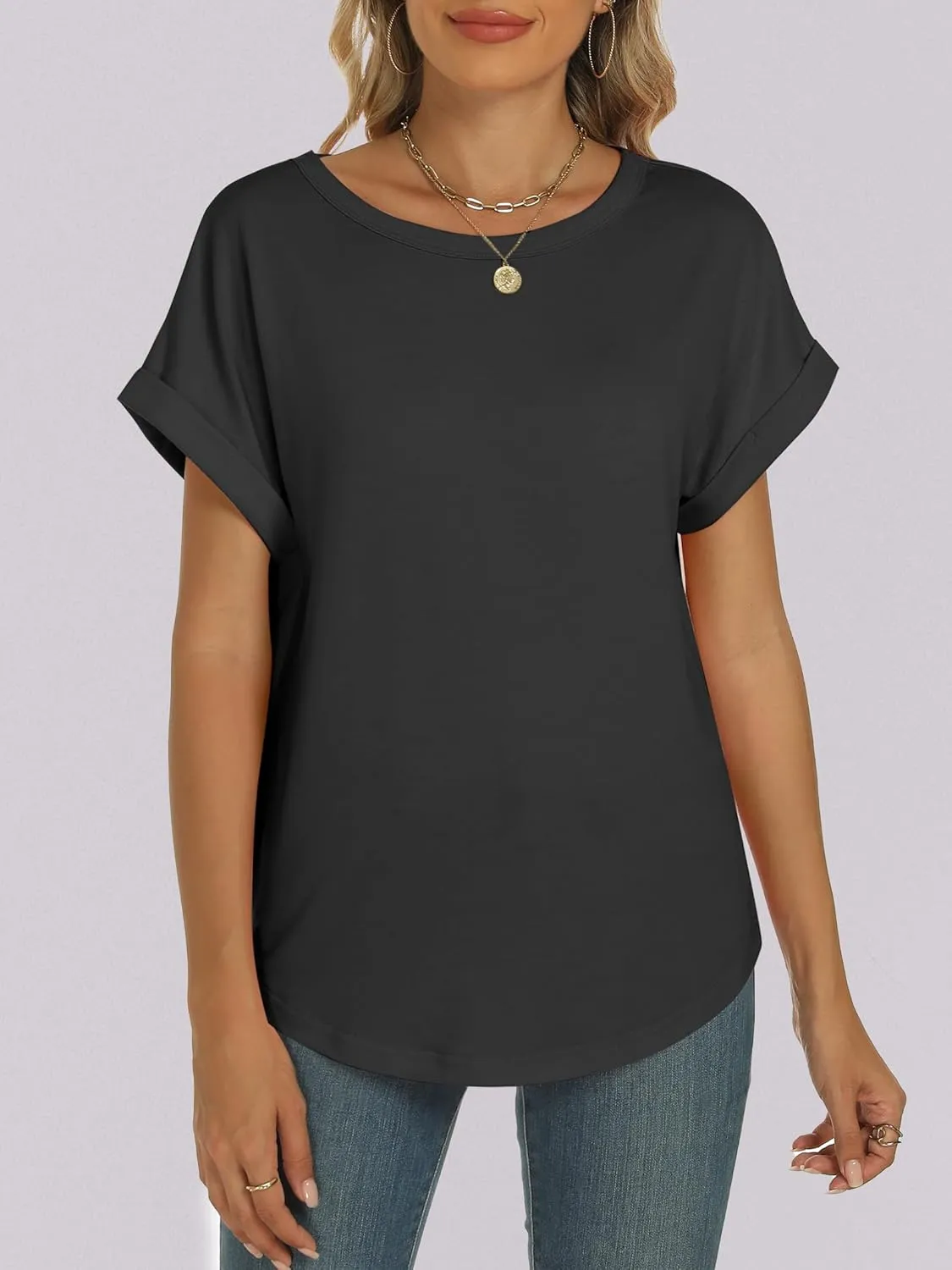 ANRABESS Womens Oversized Tops Summer Short Sleeve T Shirts Basic Solid Boxy Tee Casual Workout Going Out Outfits 2025 Spring