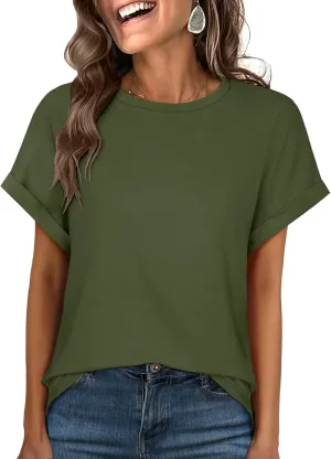 ANRABESS Womens Oversized Tops Summer Short Sleeve T Shirts Basic Solid Boxy Tee Casual Workout Going Out Outfits 2025 Spring
