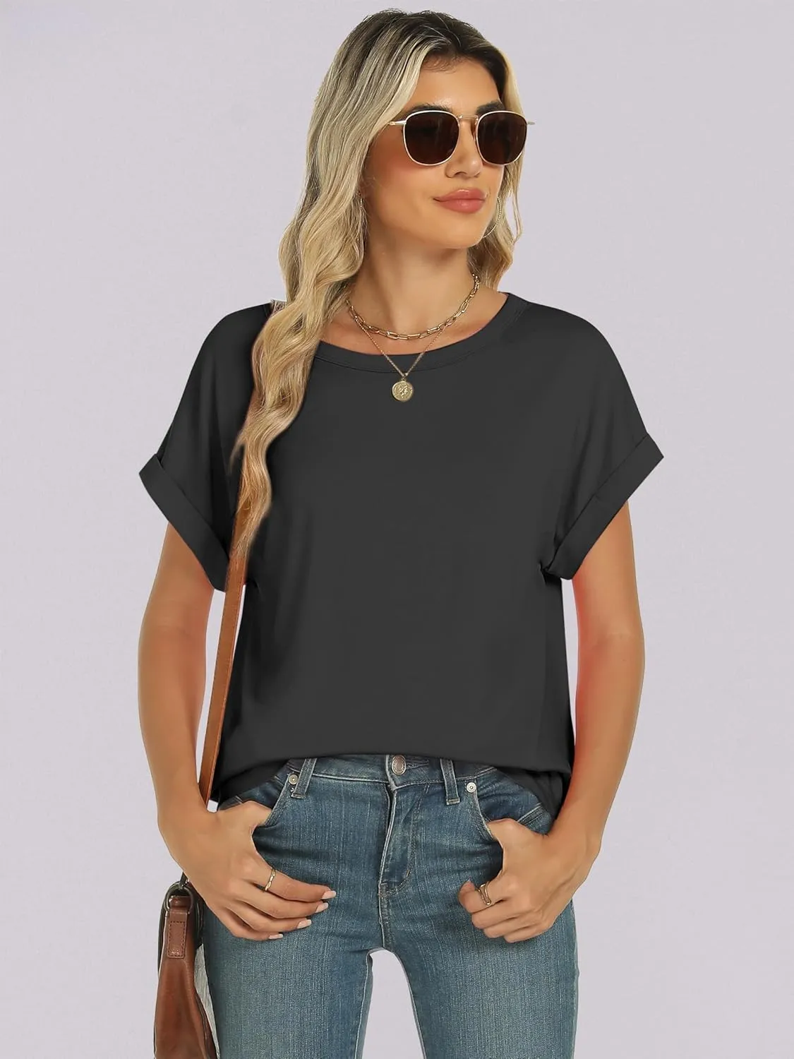 ANRABESS Womens Oversized Tops Summer Short Sleeve T Shirts Basic Solid Boxy Tee Casual Workout Going Out Outfits 2025 Spring