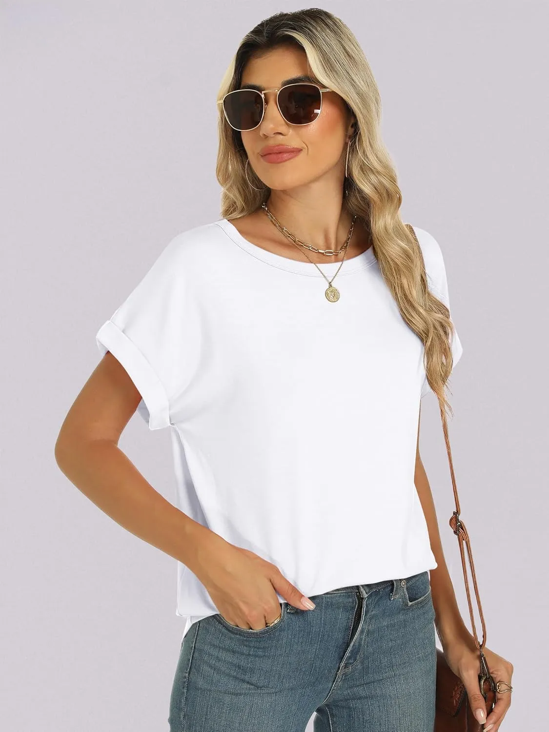 ANRABESS Womens Oversized Tops Summer Short Sleeve T Shirts Basic Solid Boxy Tee Casual Workout Going Out Outfits 2025 Spring