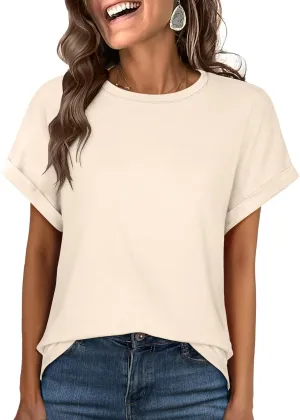 ANRABESS Womens Oversized Tops Summer Short Sleeve T Shirts Basic Solid Boxy Tee Casual Workout Going Out Outfits 2025 Spring