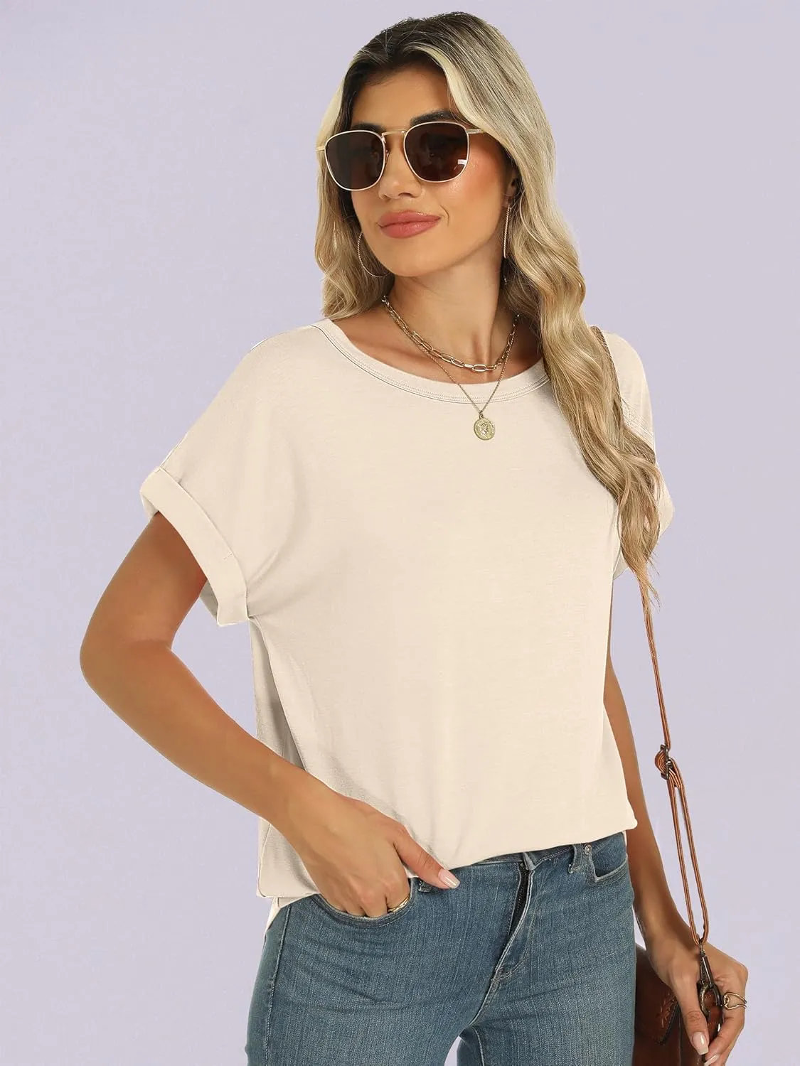 ANRABESS Womens Oversized Tops Summer Short Sleeve T Shirts Basic Solid Boxy Tee Casual Workout Going Out Outfits 2025 Spring