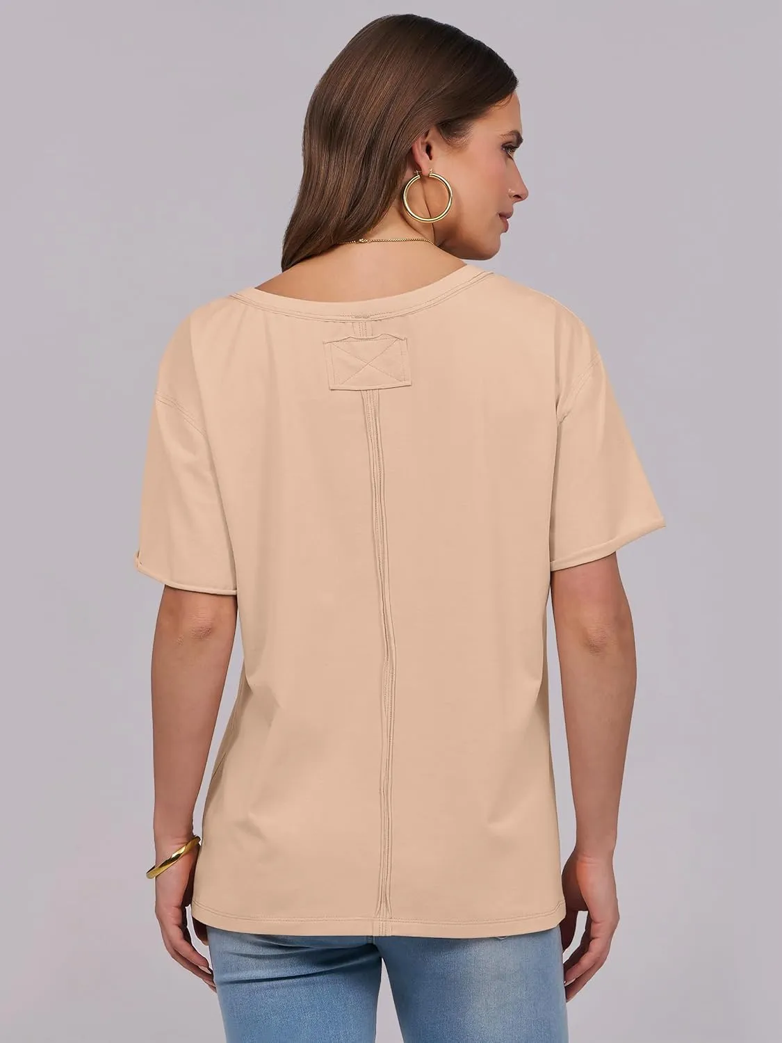 ANRABESS Womens Oversized V Neck T-Shirts Short Sleeve Tops Loose Fit Casual Summer Boxy Tee Shirts Trendy Clothes