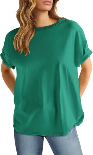 ANRABESS Womens Tops Oversized T Shirts Loose Fit Short Sleeve Crewneck Summer Casual 2025 Trendy Boxy Tee Blouse