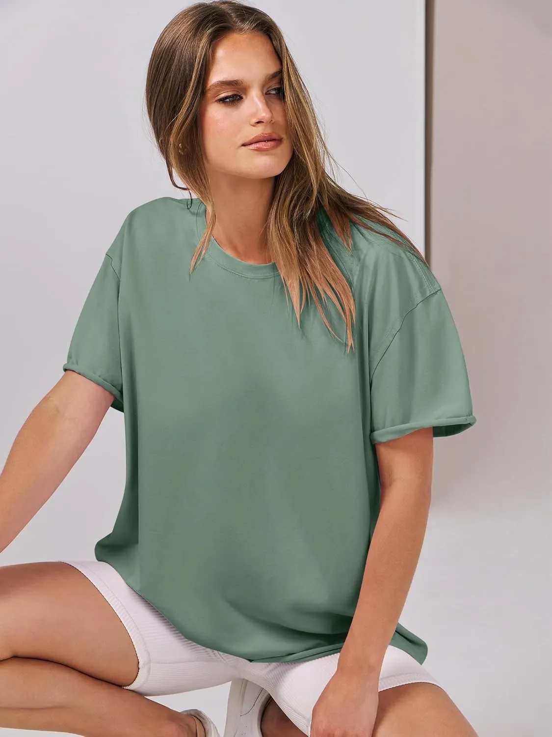 ANRABESS Womens Tops Oversized T Shirts Loose Fit Short Sleeve Crewneck Summer Casual 2025 Trendy Boxy Tee Blouse