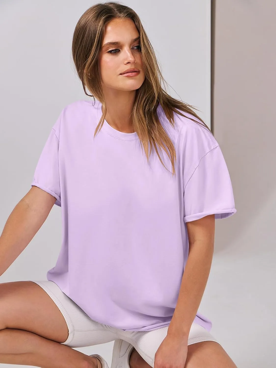 ANRABESS Womens Tops Oversized T Shirts Loose Fit Short Sleeve Crewneck Summer Casual 2025 Trendy Boxy Tee Blouse