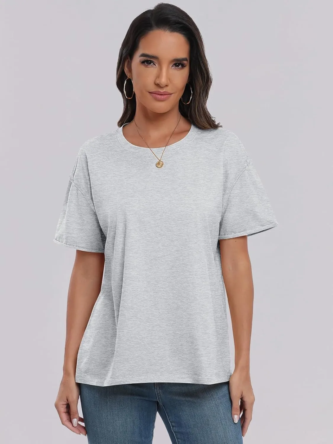 ANRABESS Womens Tops Oversized T Shirts Loose Fit Short Sleeve Crewneck Summer Casual 2025 Trendy Boxy Tee Blouse