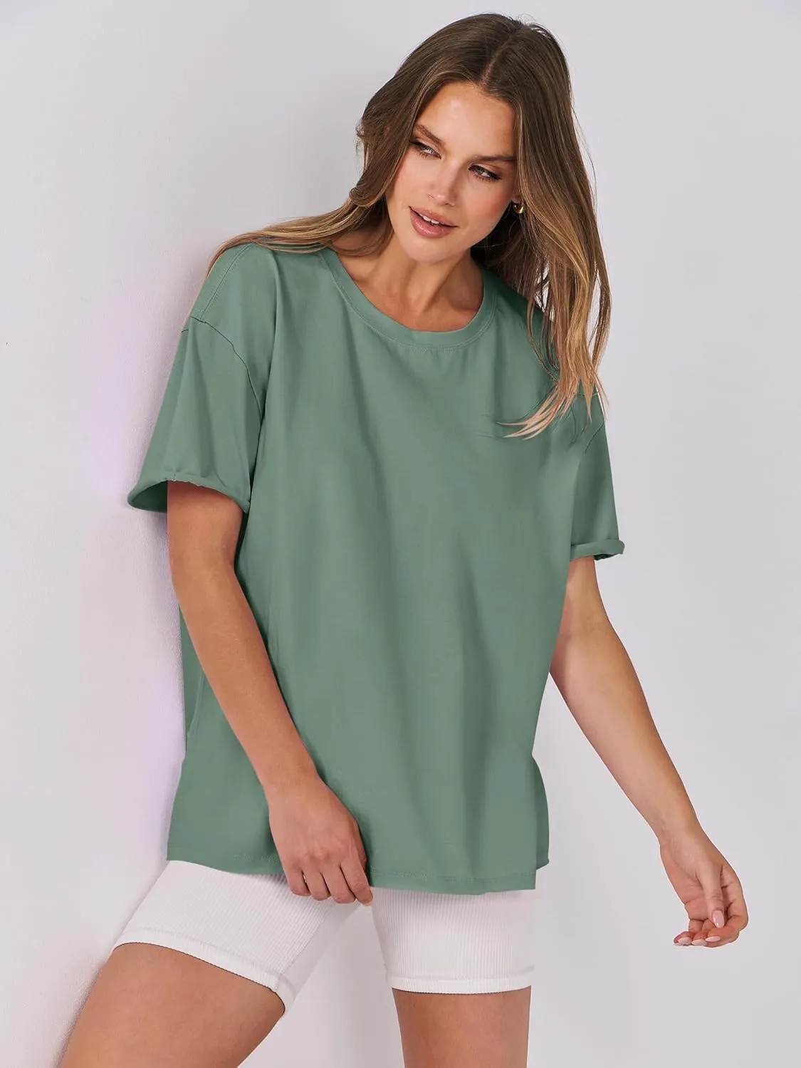 ANRABESS Womens Tops Oversized T Shirts Loose Fit Short Sleeve Crewneck Summer Casual 2025 Trendy Boxy Tee Blouse