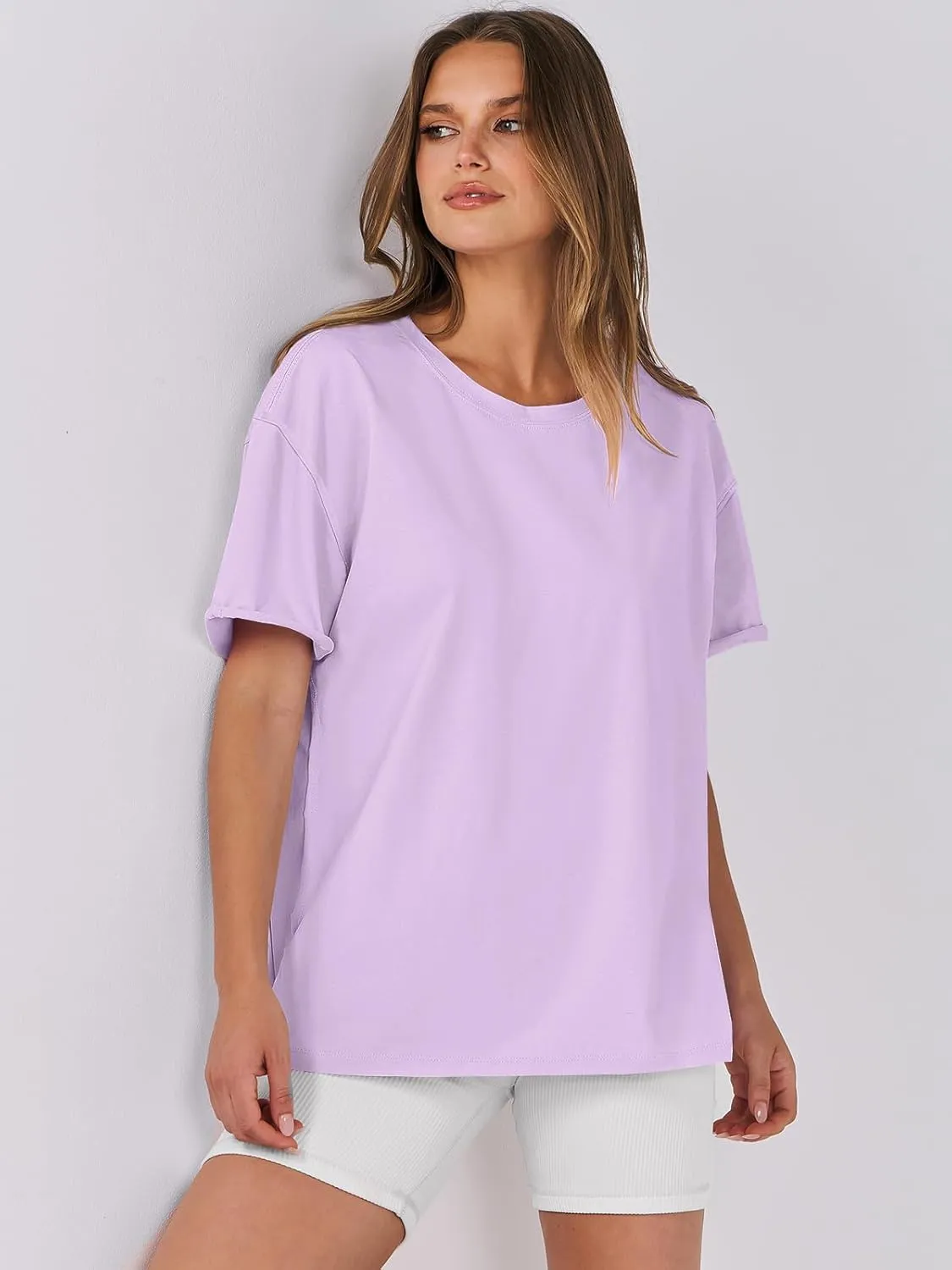 ANRABESS Womens Tops Oversized T Shirts Loose Fit Short Sleeve Crewneck Summer Casual 2025 Trendy Boxy Tee Blouse