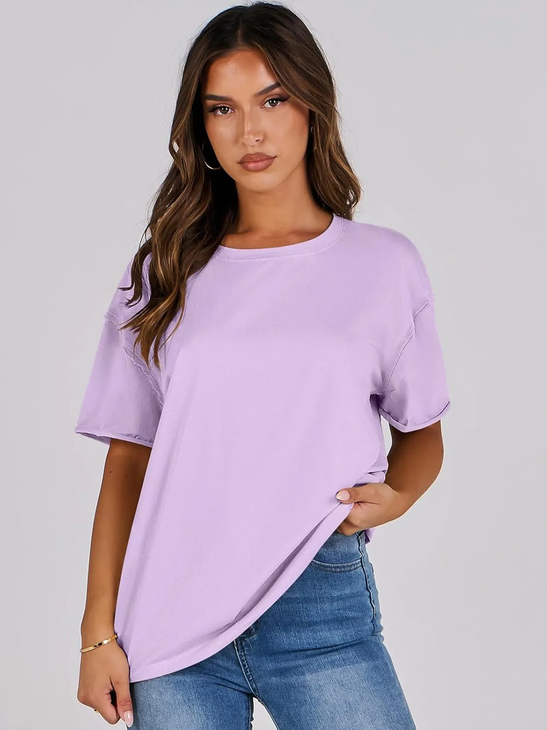 ANRABESS Womens Tops Oversized T Shirts Loose Fit Short Sleeve Crewneck Summer Casual 2025 Trendy Boxy Tee Blouse