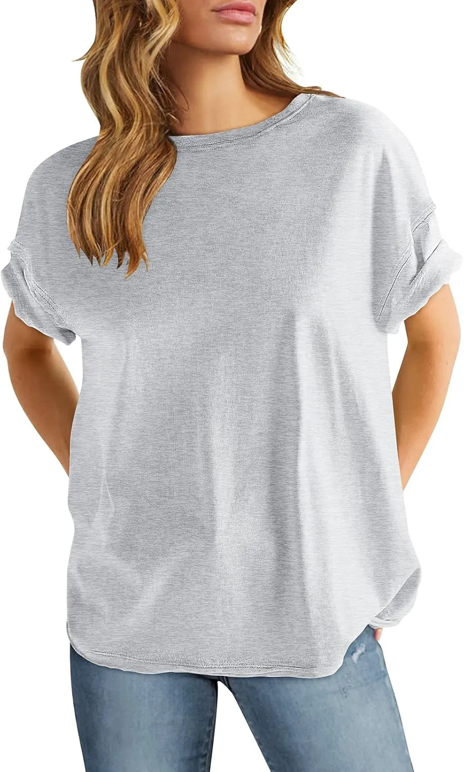 ANRABESS Womens Tops Oversized T Shirts Loose Fit Short Sleeve Crewneck Summer Casual 2025 Trendy Boxy Tee Blouse
