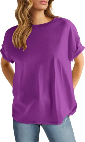 ANRABESS Womens Tops Oversized T Shirts Loose Fit Short Sleeve Crewneck Summer Casual 2025 Trendy Boxy Tee Blouse