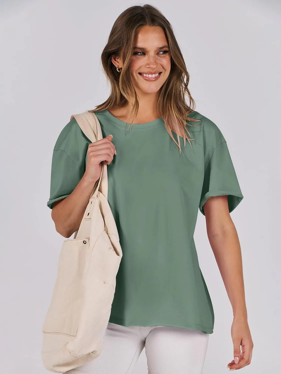 ANRABESS Womens Tops Oversized T Shirts Loose Fit Short Sleeve Crewneck Summer Casual 2025 Trendy Boxy Tee Blouse