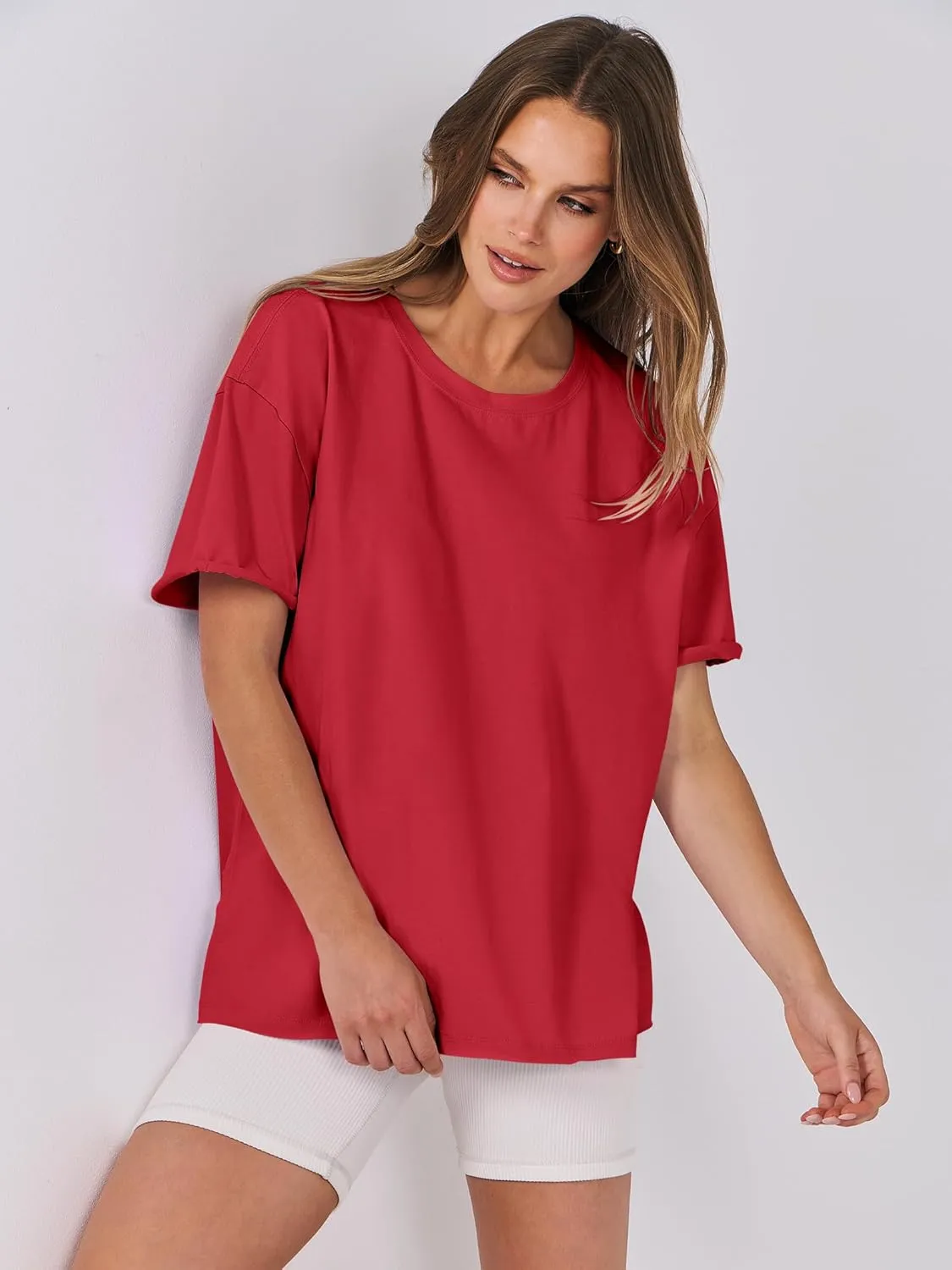 ANRABESS Womens Tops Oversized T Shirts Loose Fit Short Sleeve Crewneck Summer Casual 2025 Trendy Boxy Tee Blouse