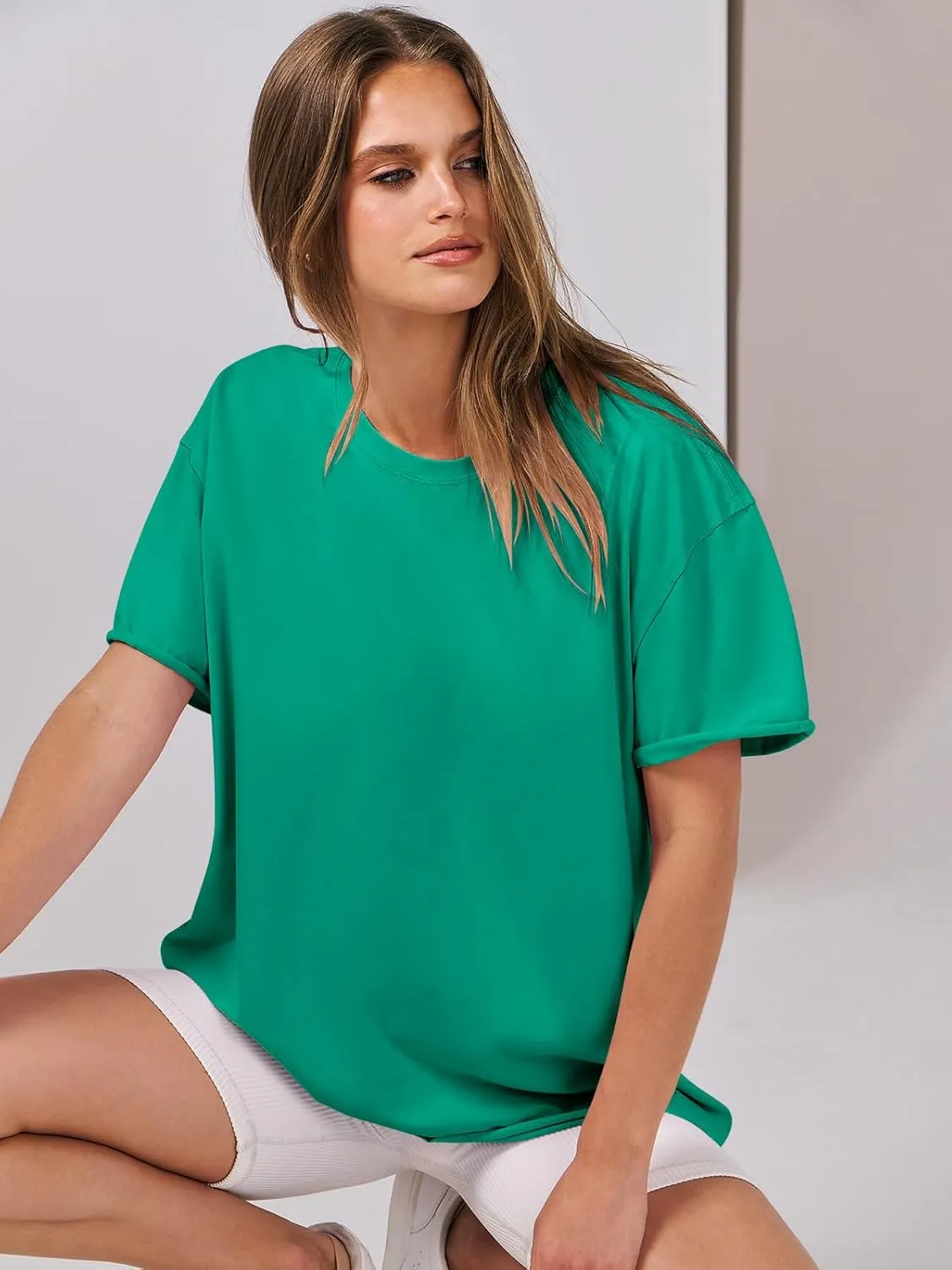ANRABESS Womens Tops Oversized T Shirts Loose Fit Short Sleeve Crewneck Summer Casual 2025 Trendy Boxy Tee Blouse