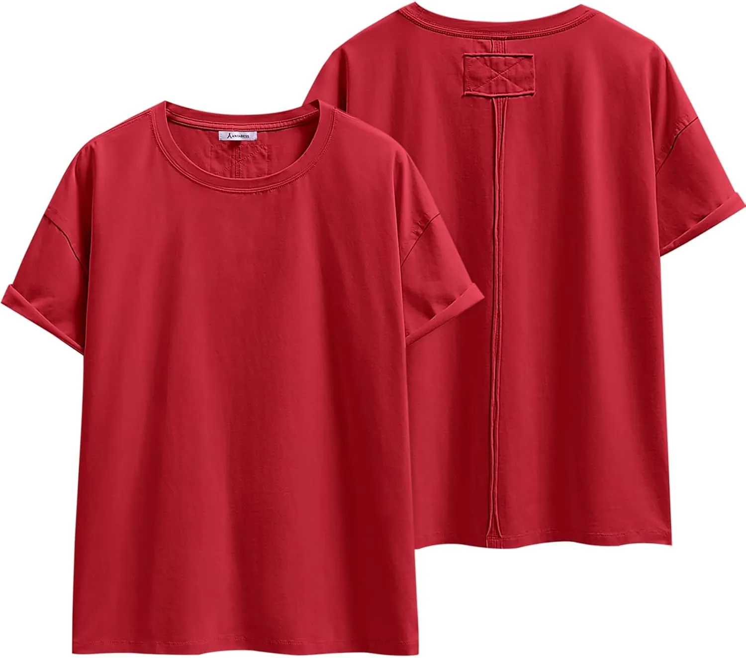 ANRABESS Womens Tops Oversized T Shirts Loose Fit Short Sleeve Crewneck Summer Casual 2025 Trendy Boxy Tee Blouse