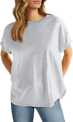 ANRABESS Womens Tops Oversized T Shirts Loose Fit Short Sleeve Crewneck Summer Casual 2025 Trendy Boxy Tee Blouse