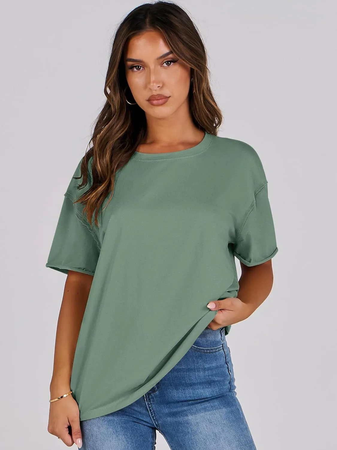 ANRABESS Womens Tops Oversized T Shirts Loose Fit Short Sleeve Crewneck Summer Casual 2025 Trendy Boxy Tee Blouse
