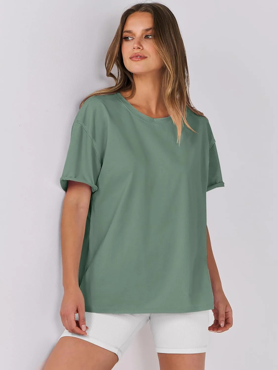 ANRABESS Womens Tops Oversized T Shirts Loose Fit Short Sleeve Crewneck Summer Casual 2025 Trendy Boxy Tee Blouse