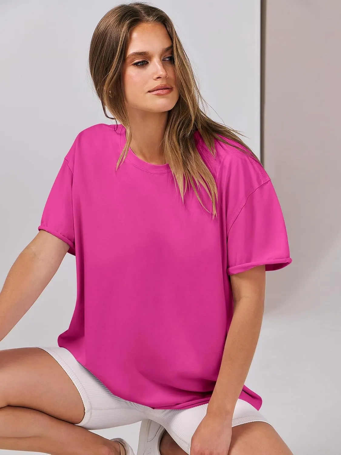 ANRABESS Womens Tops Oversized T Shirts Loose Fit Short Sleeve Crewneck Summer Casual 2025 Trendy Boxy Tee Blouse