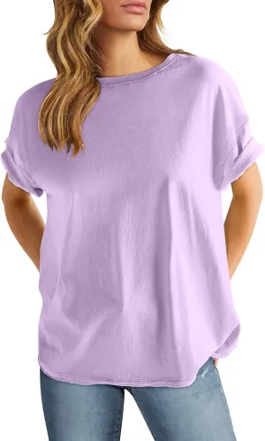 ANRABESS Womens Tops Oversized T Shirts Loose Fit Short Sleeve Crewneck Summer Casual 2025 Trendy Boxy Tee Blouse