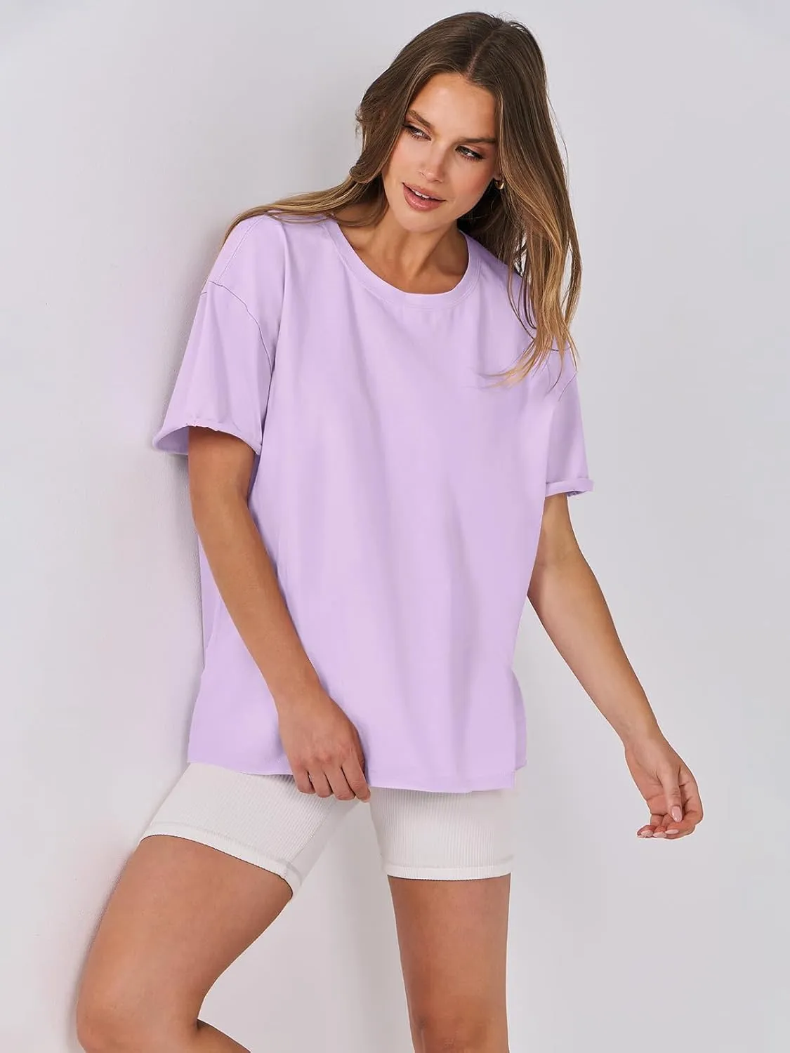 ANRABESS Womens Tops Oversized T Shirts Loose Fit Short Sleeve Crewneck Summer Casual 2025 Trendy Boxy Tee Blouse