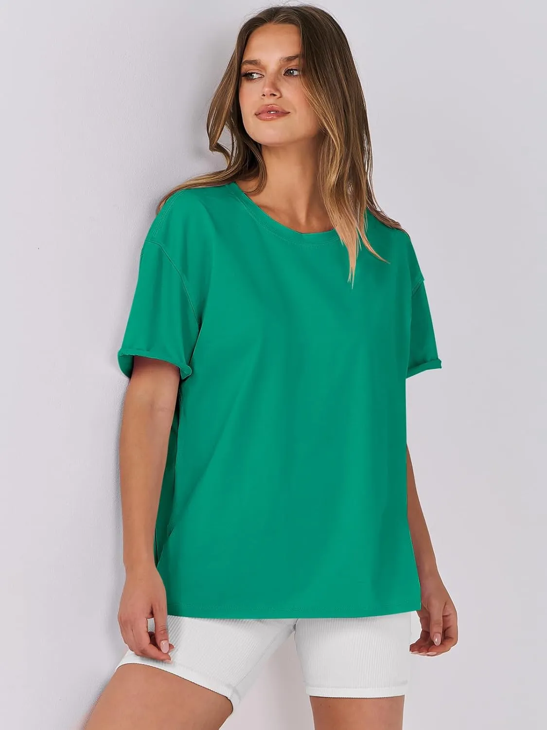 ANRABESS Womens Tops Oversized T Shirts Loose Fit Short Sleeve Crewneck Summer Casual 2025 Trendy Boxy Tee Blouse