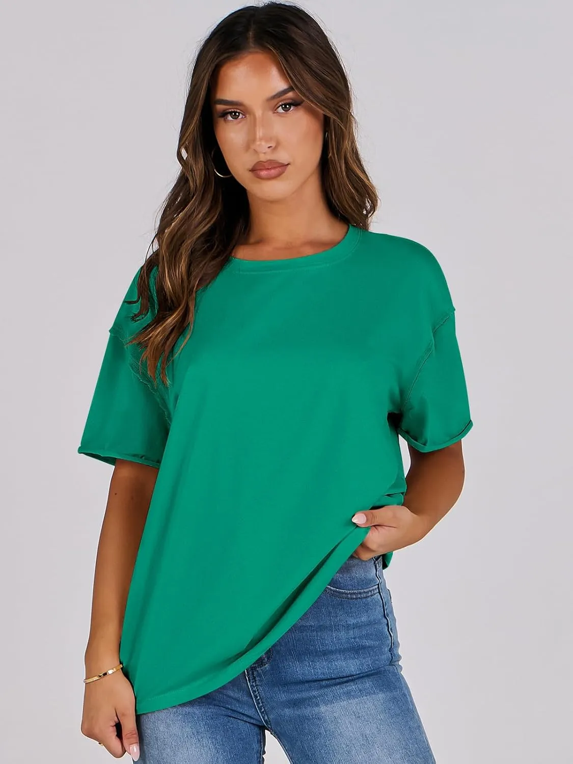 ANRABESS Womens Tops Oversized T Shirts Loose Fit Short Sleeve Crewneck Summer Casual 2025 Trendy Boxy Tee Blouse