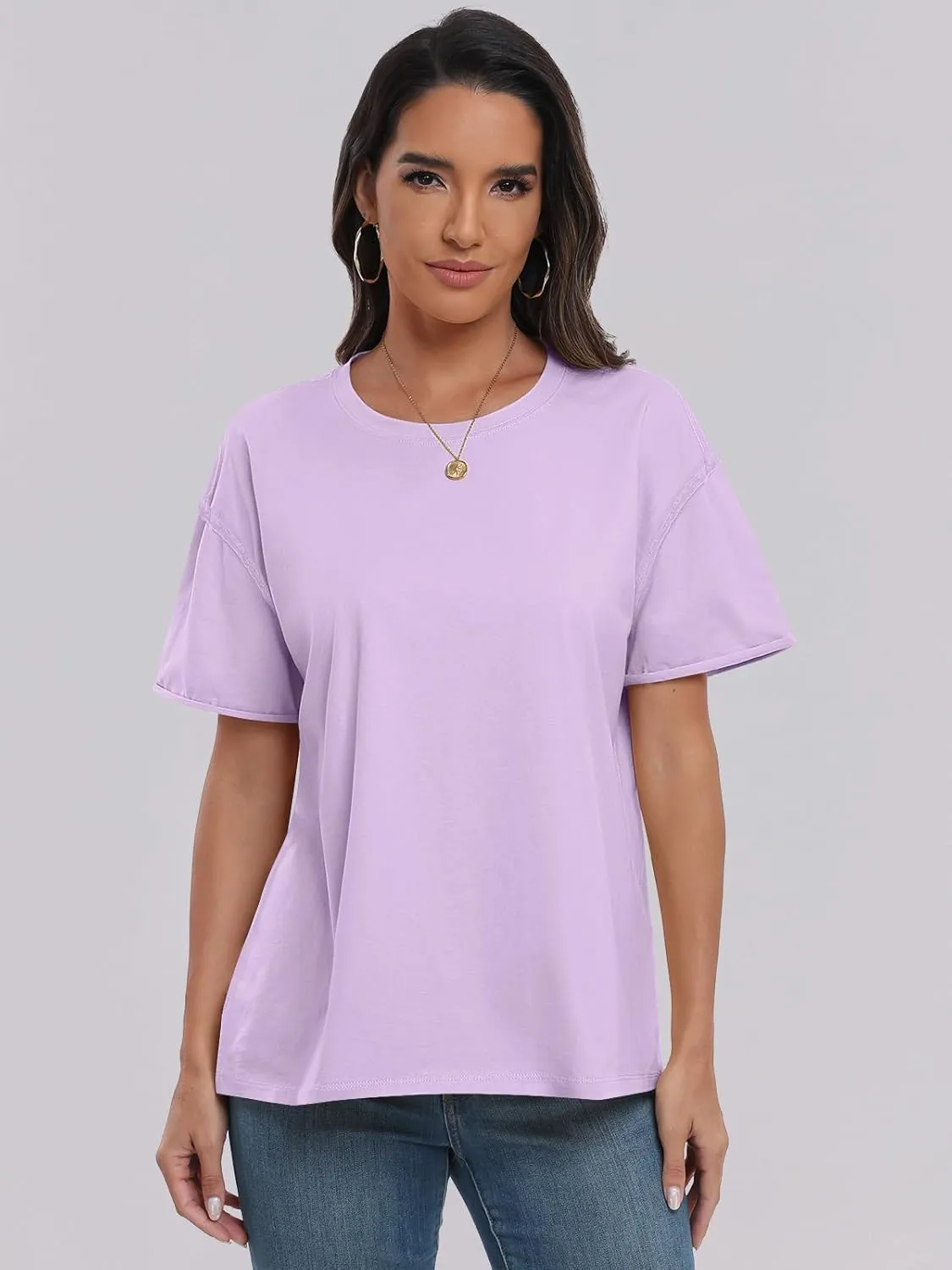 ANRABESS Womens Tops Oversized T Shirts Loose Fit Short Sleeve Crewneck Summer Casual 2025 Trendy Boxy Tee Blouse