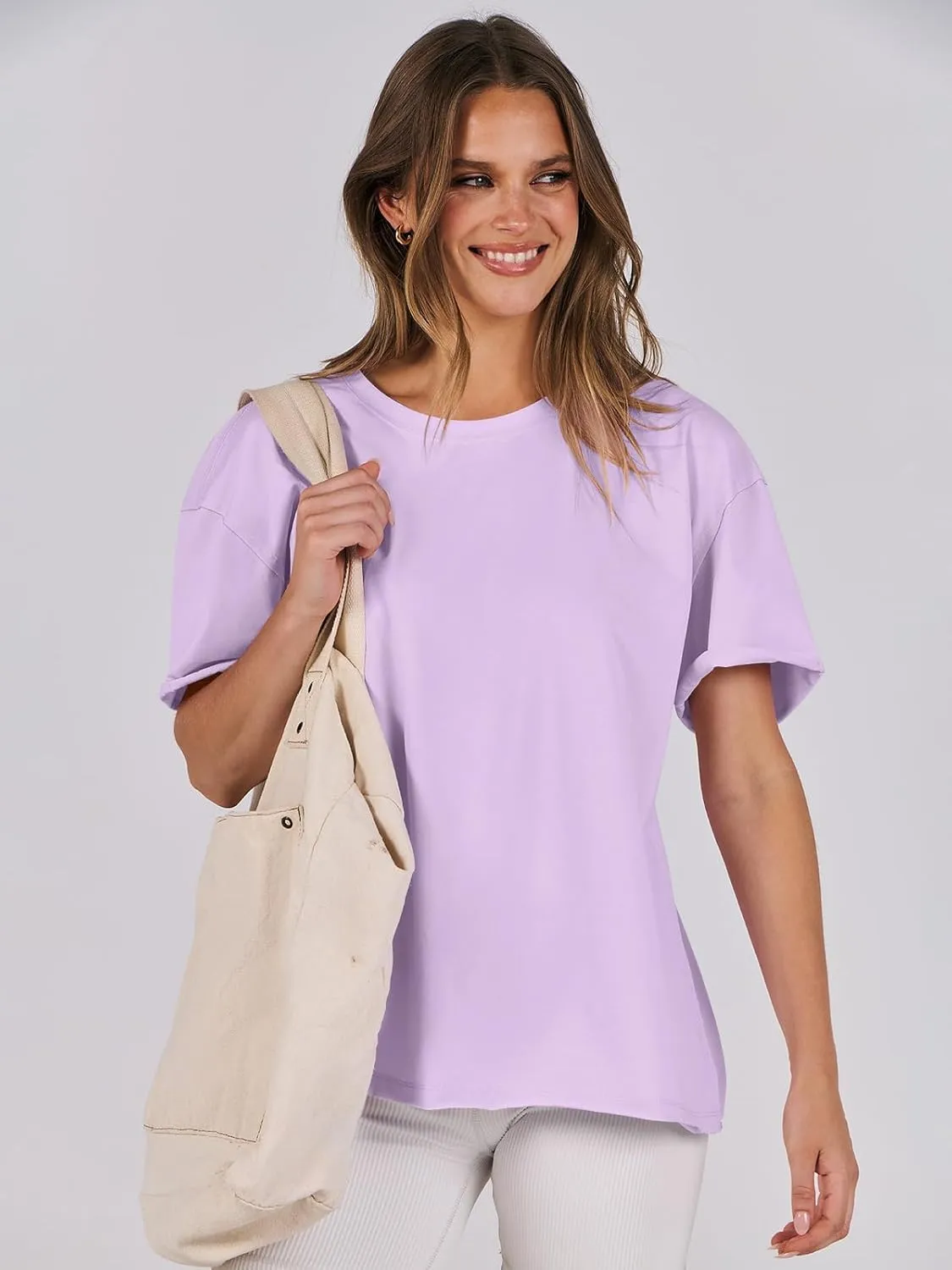 ANRABESS Womens Tops Oversized T Shirts Loose Fit Short Sleeve Crewneck Summer Casual 2025 Trendy Boxy Tee Blouse