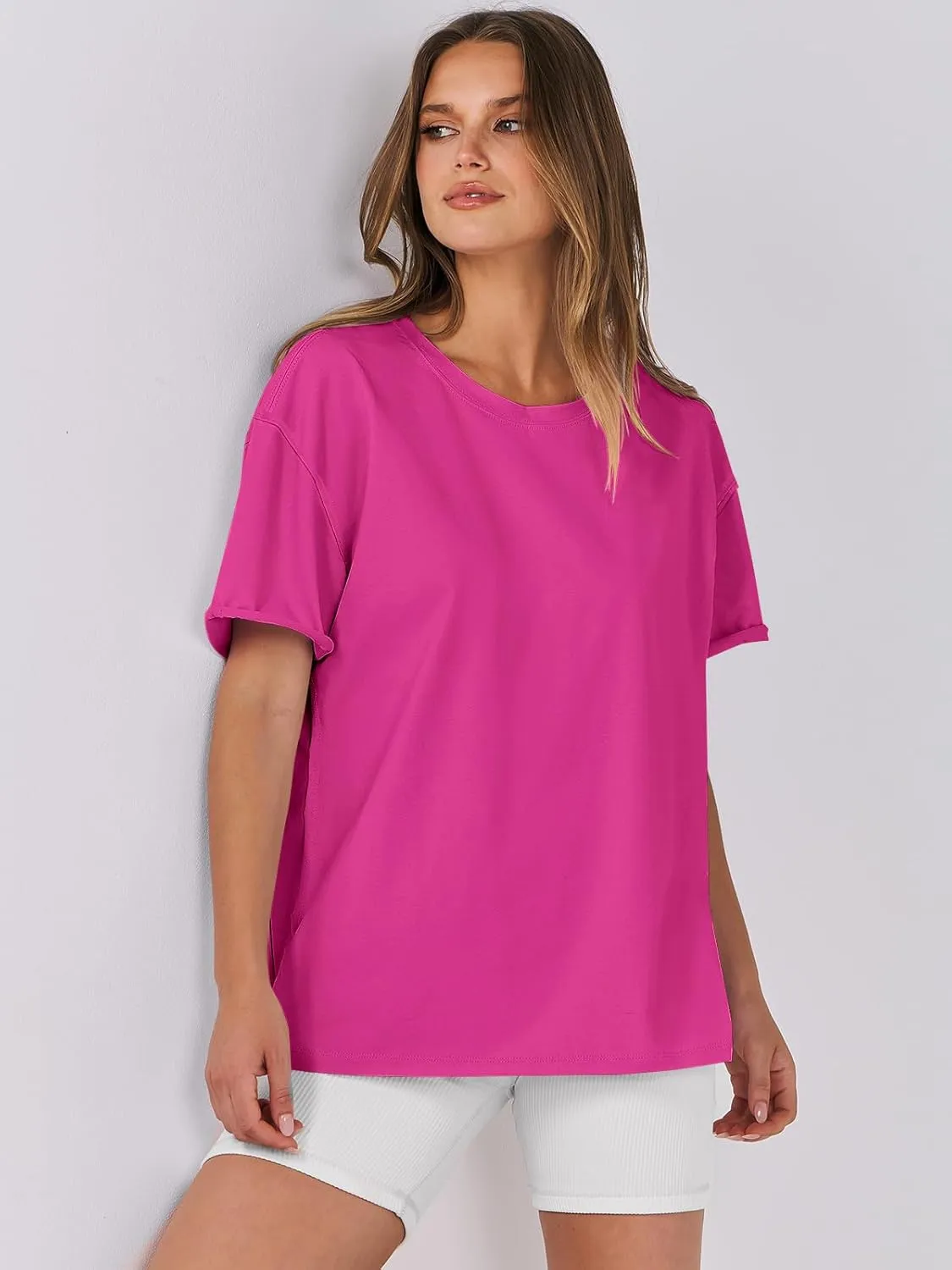 ANRABESS Womens Tops Oversized T Shirts Loose Fit Short Sleeve Crewneck Summer Casual 2025 Trendy Boxy Tee Blouse