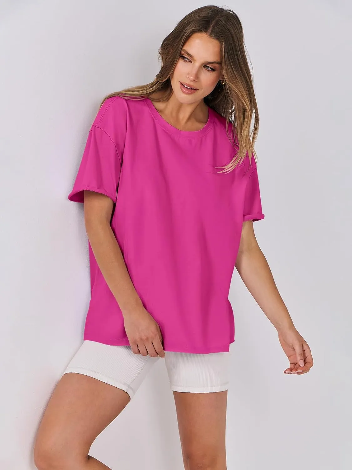 ANRABESS Womens Tops Oversized T Shirts Loose Fit Short Sleeve Crewneck Summer Casual 2025 Trendy Boxy Tee Blouse