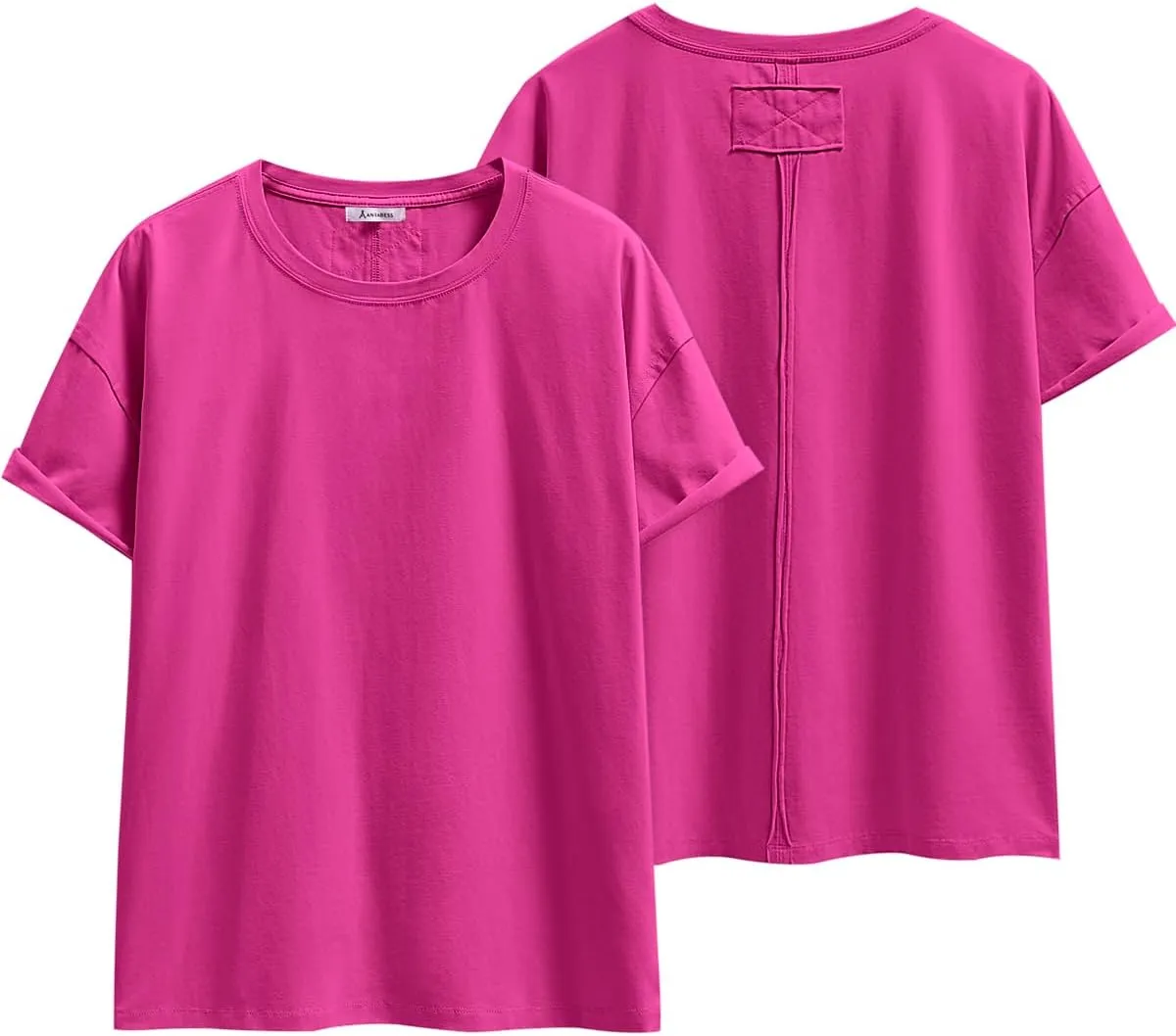 ANRABESS Womens Tops Oversized T Shirts Loose Fit Short Sleeve Crewneck Summer Casual 2025 Trendy Boxy Tee Blouse