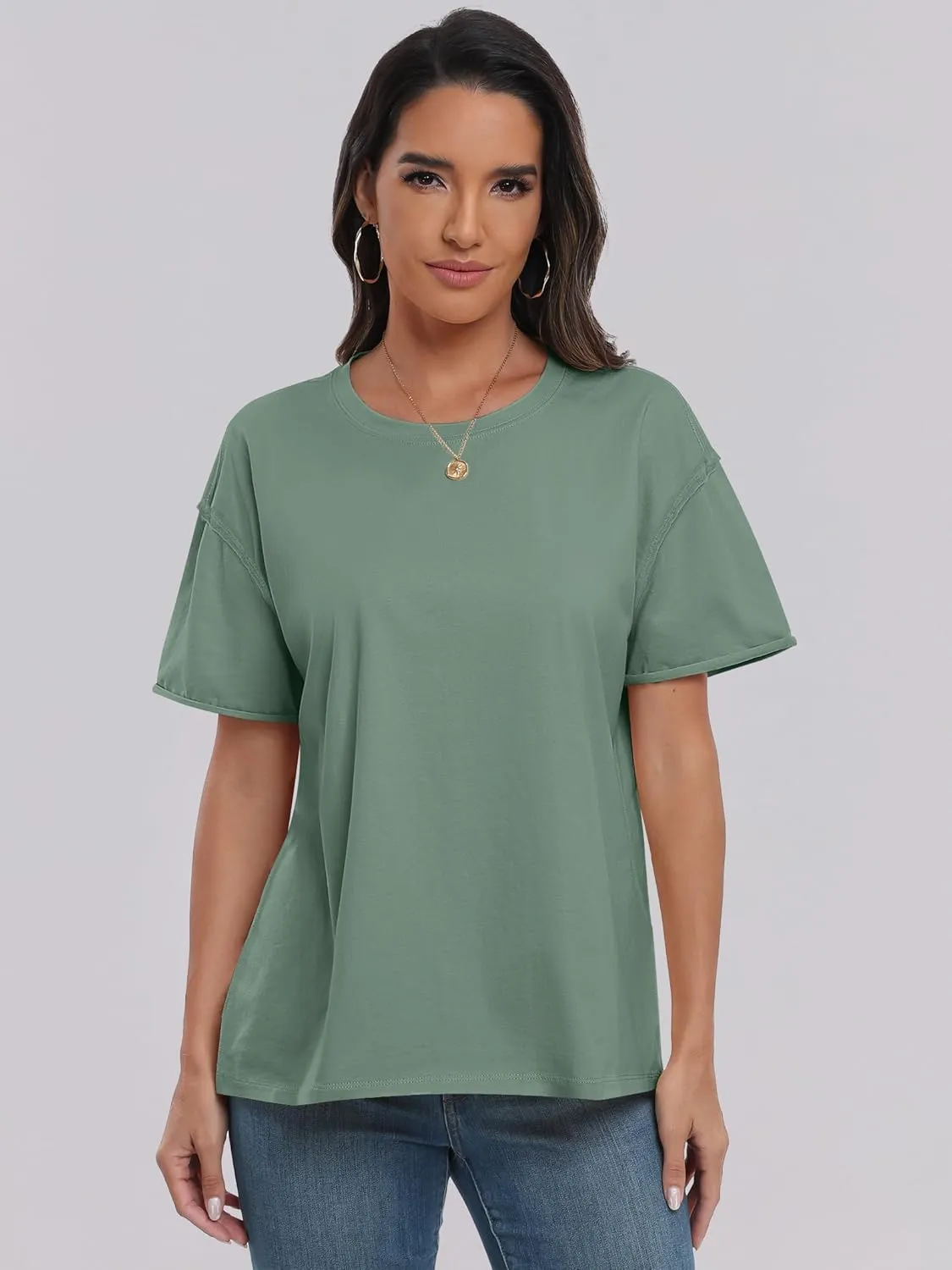 ANRABESS Womens Tops Oversized T Shirts Loose Fit Short Sleeve Crewneck Summer Casual 2025 Trendy Boxy Tee Blouse