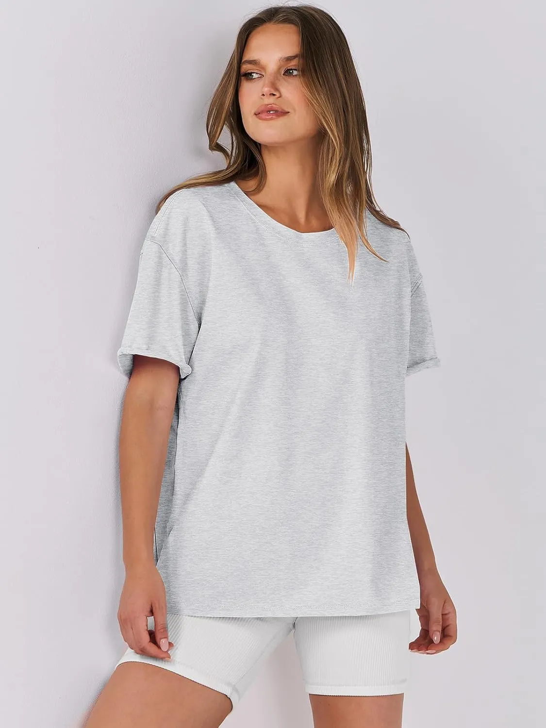 ANRABESS Womens Tops Oversized T Shirts Loose Fit Short Sleeve Crewneck Summer Casual 2025 Trendy Boxy Tee Blouse