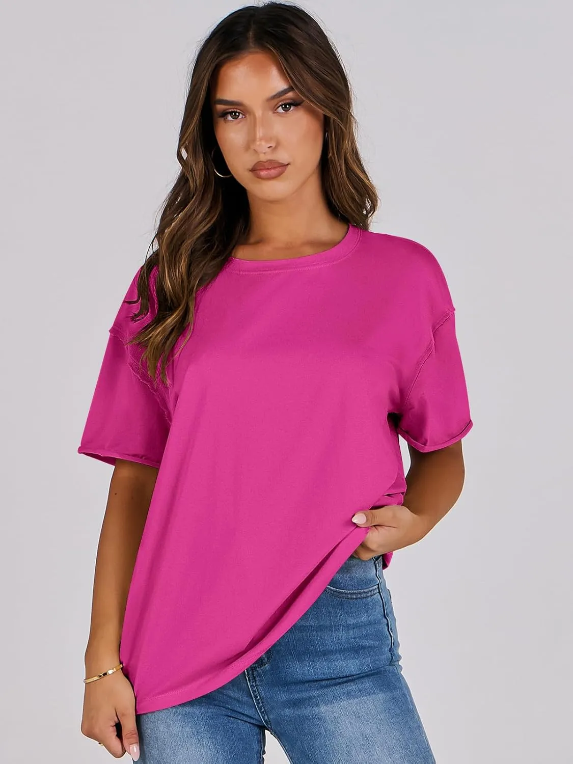ANRABESS Womens Tops Oversized T Shirts Loose Fit Short Sleeve Crewneck Summer Casual 2025 Trendy Boxy Tee Blouse