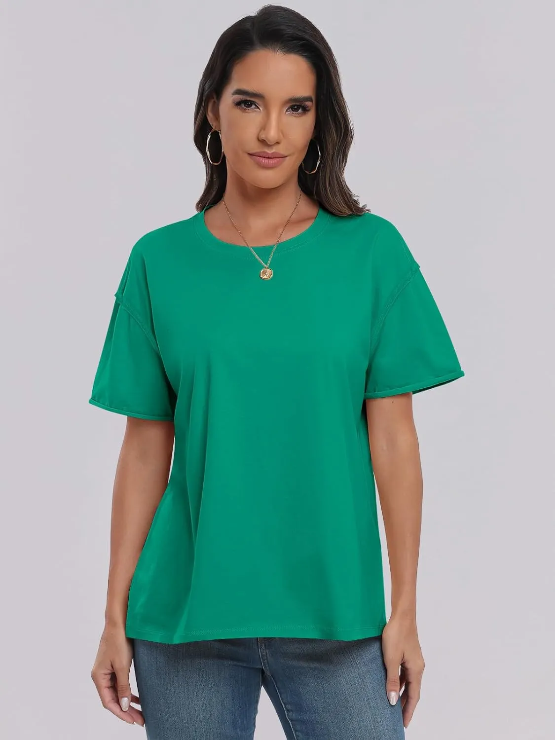 ANRABESS Womens Tops Oversized T Shirts Loose Fit Short Sleeve Crewneck Summer Casual 2025 Trendy Boxy Tee Blouse