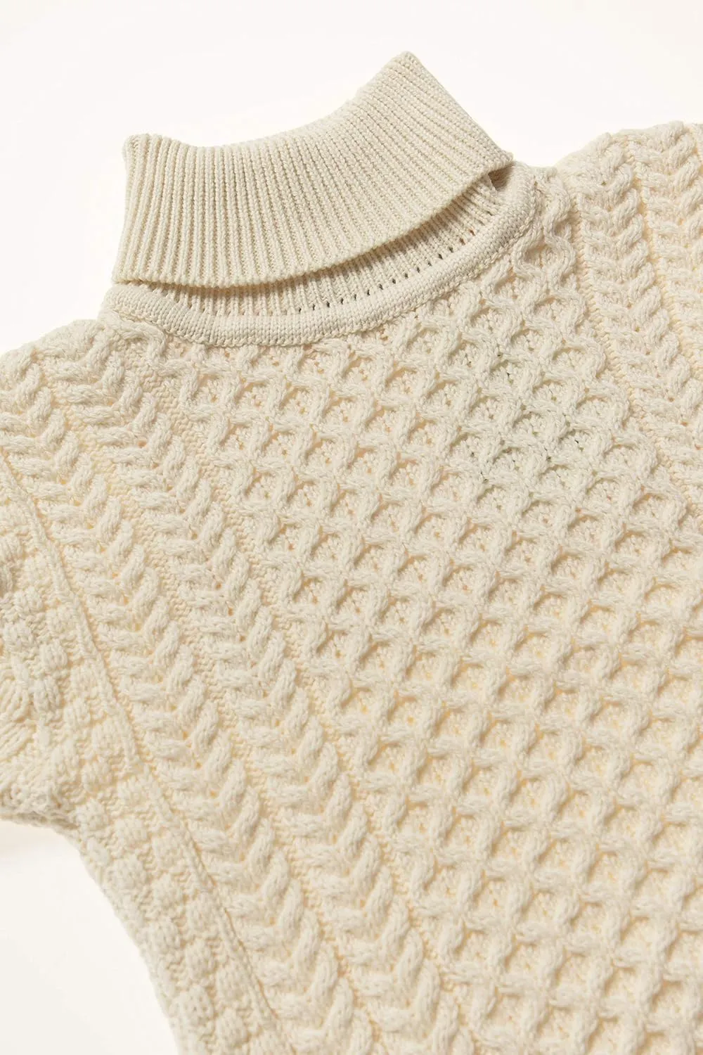Aran Crafts Unisex Irish Cable Knitted Soft Roll Neck Sweater (100% Merino Wool)