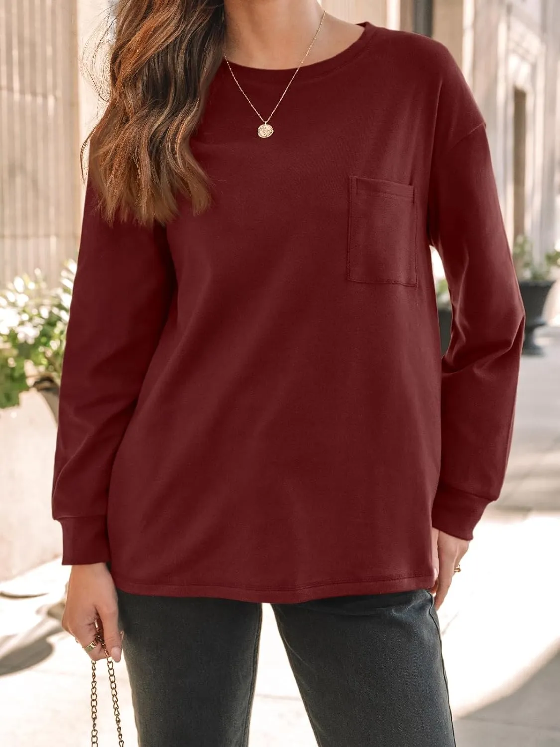 AUTOMET Womens Long Sleeve Tops Loose Fit Fall Cute Thick T Shirts Winter Cruise Outfits Trendy Clothes