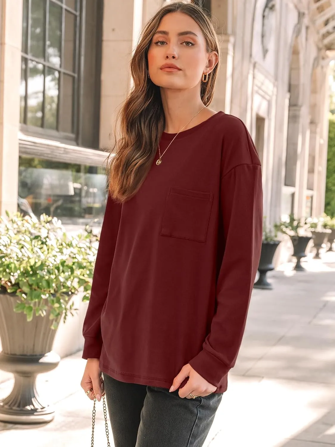 AUTOMET Womens Long Sleeve Tops Loose Fit Fall Cute Thick T Shirts Winter Cruise Outfits Trendy Clothes