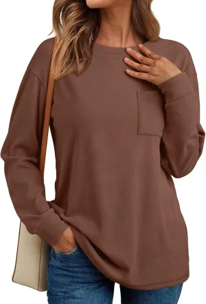 AUTOMET Womens Long Sleeve Tops Loose Fit Fall Cute Thick T Shirts Winter Cruise Outfits Trendy Clothes