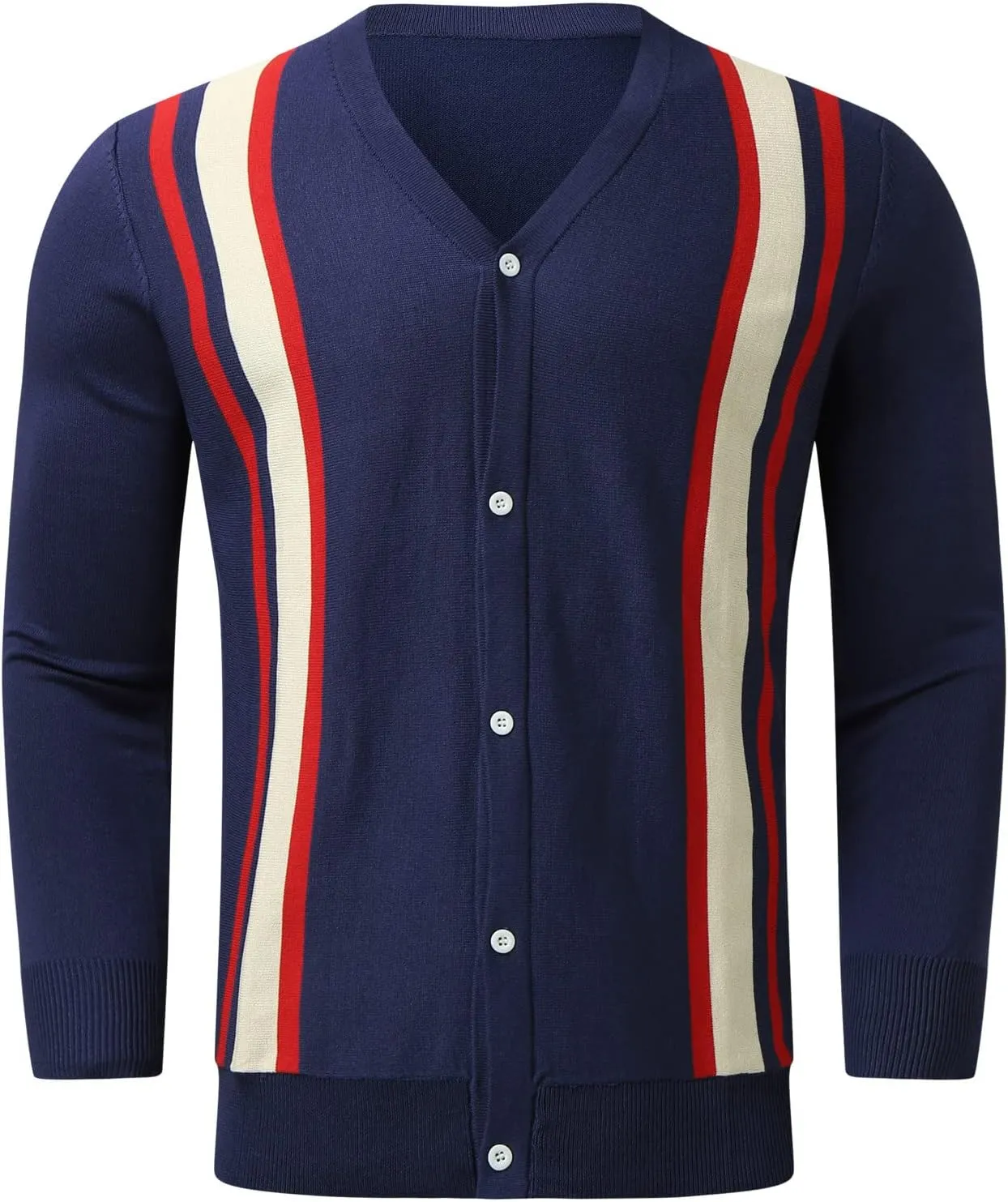 Autumn Men's Cardigan Sweater Fashion Button Down Long Sleeve Coats Warm Knit V Neck Cardigan Top Versatile Jacket